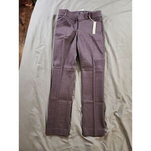 Loft Size 0 Blue Maroon Print Julie Skinny Cropped‎ Ankle Pants Women's